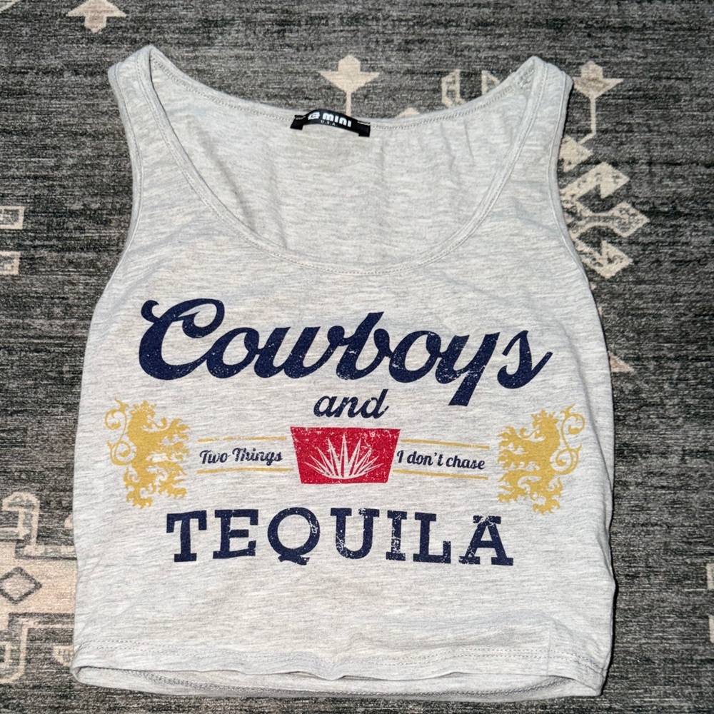 Gray Cowboys and Tequila Tank Top